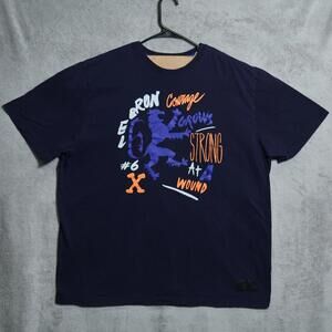 Lebron Shirt Mens  Navy Blue Courage Strong Lion Graphic Basketball Tee